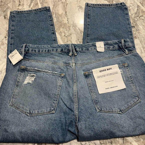 NWT Good American Good Boy
Distressed Indigo Jeans Size 15 - Picture 8 of 11